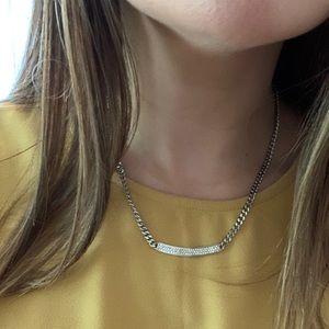 Silver Michael Kors diamond plate necklace